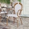 Flash Furniture Lourdes Thonet French Bistro Stacking Chair w/Arms, White/Gray PE Rattan/Bamboo Print Alum Frame SDA-AD642002A-WHGY-NAT-GG - alternate 2